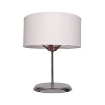 Krom Kaplamalı Metal Ayaklı Beyaz Şapkalı Abajur Siyah