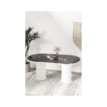 Avvio Kiev Ptt Lake Mdf Beyaz Ayakli 80x160 Mutfak Masasi Yemek Masasi Siyah Mermer
