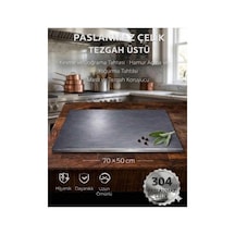 Gkd Üst Kalite 70x50 Cm Paslanmaz Çelik Tezgah Üstü Kesme Tahtası, Hamur Yoğurma Tahtası, Tezgah Üstü Koruyucu Metalik