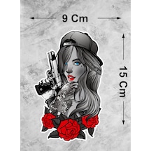 Mafya Gangster Mavi Gözlü Kız Sticker - Araba Oto Motosiklet Karavan Cam Araç Bavul Laptop Sticker - 00156 15x9 Cm