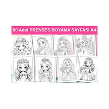 80 Adet Prenses Boyama Sayfası A4 Boyut, Kaliteli Basım,