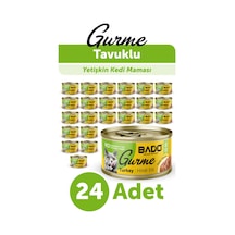 Bado Gurme Yaş Yetişkin Kedi Maması Hindi Etli 85 Gr 24 Adet