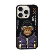 Apple iPhone 16 Pro Uyumlu 3d Gerçek Nakış Fermuar Mont İşlemeli Gorilla Desenli Silikon Kılıf 2.0