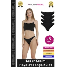 Külot Lazer Kesim İz Yapmaz Dikişsiz Esnek Rahat Toparlayıcı Kadın Hayalet Tanga Külot - 5 Adet Siyah