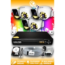 Elitcam 6 Kameralı Süper 3 İç Kamera Set 500 GB 5 MP 2K Net Renkli Gece Görüşlü Güvenlik Kamerası Sistemi