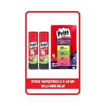 Pritt Stick 43 Gr Shrink X 2 Adet + Pritt Mini Silgi 10'lu Blister