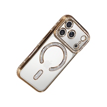 Apple iPhone  Uyumlu- 17 Pro Joke Simli Magneticsafe Kılıf - Gold