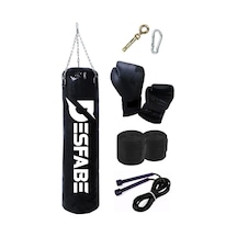Boxing Star 70x25 Cm Zincirli Boks Kum Torbası Siyah+askı Aparatı+boks Eldiveni+el Sargı Bandaj