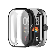 Xiaomi Redmi Watch 4 İle Uyumlu Siyah Silikon Kasa Ekran Koruyucu 360 Tam Kapatan Çerceve Pc Kasa Koruma Silikon Çerçeve Black Çok Renkli