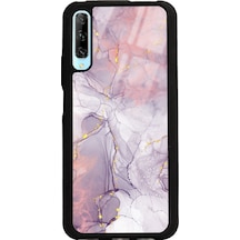 Huawei P Smart Pro Fuşya Mermer Tasarımlı Glossy Telefon Kılıfı Çok Renkli