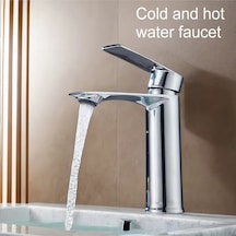 Moonhigh Sıcak Soğuk Çift Girişli Banyo Lavabo Bataryası Krom Renk Kaliteli Tasarım 2 Yıl Garanti Krom