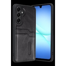 Samsung Samsung Uyumlu Galaxy A57 5g Sara Kartvizitli Deri Kılıf - Siyah
