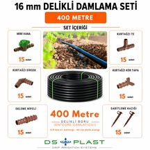 400 Metre 16 Mm Kendinden Delikli Damla Sulama Seti 40 Cm Aralık - 4lt/h Debi - 0,9 Mm Et Kalınlığı
