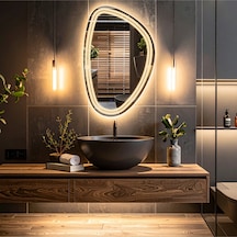 Elan Asym Günışığı Kumlamalı Lavabo & Banyo Aynası Dokunmatik Sensörlü 100 X 65 Cm