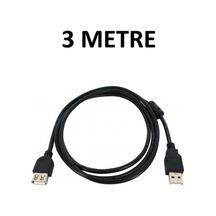 3 Metre Usb 2.0 Uzatma Kablosu Erkek Dişi - Ferrit Filtreli Siyah