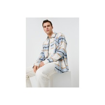 Koton Oduncu Gömleği Cep Detaylı Klasik Yaka Uzun Kollu Mavi Ekose 3sam60176hw 3SAM60176HW6C4