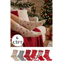 Kardeşler Çorap Yılbaşı Noel Christmas Desenli Soket Çorap Renkli 6'lı Paket Çok Renkli - 816912530 Çok Renkli