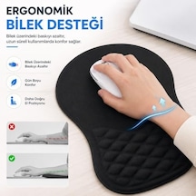 Ergonomik Premium Bilek Destekli Mouse Pad Kaymaz Tabanlı Mouse Altlığı, Ofis Ve Ev Kullanımı İçin Konforlu Bilek Destekli Fare Pedi, Siyah