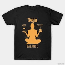 Tarzsokak Yoga Denge Kahve Ve Şarap Yoga Sevgilisi Komik Hediye T-shirt Erkekler Kadınlar Için % 100% P Çok Renkli