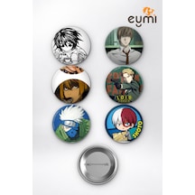 Anime Dahi Dedektifler L Kira Mello Loid Kakashi Çanta Süsü Rozet İğneli Buton Rozet Seti 58 Mm 6'lı Çok Renkli