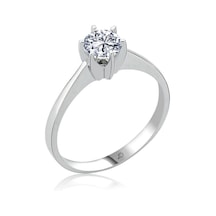 Mia Vento Effective Diamond 1.00 Karat Prenses Tektaş Gümüş Yüzük