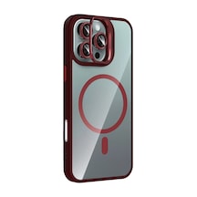 Joko Apple İphone 16 Pro Max Remim Lensli Magsafe Standlı Kapak - Bordo 0.2M-Çok Renkli