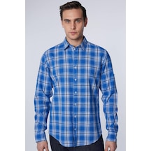 Tudors Slim Fit Uzun Kollu Dar Kalıp Kareli Keten Doku Yazlık Erkek Gömlek-30476-çok Renkli Çok Renkli