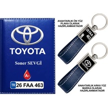 Plakanıza Özel Toyota Logolu Lacivert Ruhsat Kabı Ve Anahtarlık
