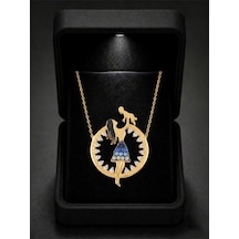 Çekirdekjewelry Işıklı Hediye Kutulu 925 Ayar Gümüş Anne Bebek Kolye Sarı Altın Kaplama Zirkon Taşlı Sarı