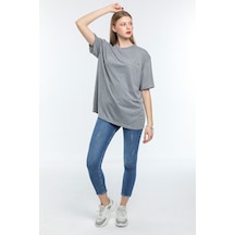 Kadın Bisiklet Yaka Regular Fit Air Baskılı Tişort Spr21yk23 001