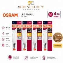 Osram 4.9w 40w 4'lü Led Mum Ampul Sarı-2700k E14 4 Adet