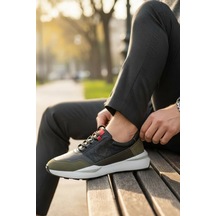 Enoch Erkek Sneaker - Karma Materyal Dokulu Esnek Tabanlı Şehir Ayakkabısı Ve Dinamik Tasarım Bağcıklı Yürüyüş Ayakkabısı Yeşil