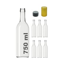 Afracam Standart Şeffaf 750 Ml Sızdırmaz Kapaklı Ve Kapüşonlu Boş Cam Şişe 6 Adet Genel