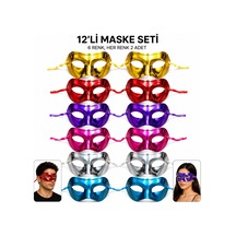Ers 12& 39 Li Metalik Venedik Toptan Parti Maskesi Seti 6 Renk Karışık Diğer