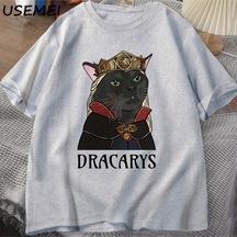 Flood Of Style Siyah Kedi Grafik T Shirt Erkek Kadın Moda Günlük Tişört Yüksekliği Kaliteli Kısa Kollu Erkek Gri