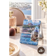 10 Adet El Aynası İnce Taşlı İstanbul Tasarımı, Cep Aynası, Hand Mirror, Küçük Makyaj Aynası Diğer