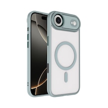 More Tr Apple Uyumlu iPhone 17 Air Kılıf Wireless Şarj Özellikli Zore Krom M-safe Silikon Kapak - Gri