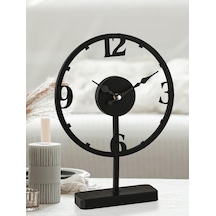 Dekoratif Metal Masa Saati 37 X 29 Cm Abanoz - Beyaz