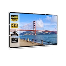 Teltree 120 İnç 16:9 Çekilebilir Taşınabilir Yumuşak Projektör Ekranı - Filmler, Toplantılar İçin Optik Kalite, Kolay Asma Kanca Seti