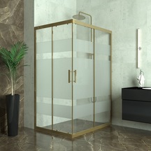 Tekno Duş Bronze Rigel 6mm Kumlamalı Cam Dikdörgen Duşakabin Yarı Beyaz