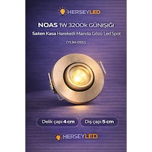 Noas 1w 3200k Günışığı Saten Kasa Hareketli Manda Gözü Led Spot Yl94-0102 Gün Işığı