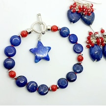 Sibelce 2283 Lapis Lazuli Mercan El Yapımı Düğümlü Bileklik