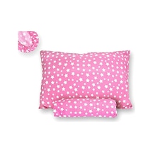Lastikli Çarşaf Ve Yastık Kılıfı Yıldız Desenli Pembe 100x200