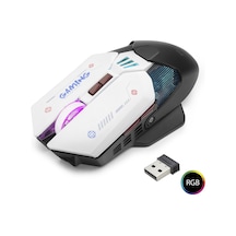 W19 Kablosuz Gaming Mouse Dual Mod 10000 Dpi 7 Tuş Makro 1000 Hz Rgb - Siyah Beyaz Diğer