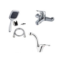 Moonshop 3'lü Set Banyo Bataryası Lavabo Bataryası Kare Duş Seti