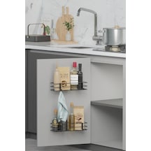 Dolap Kapağı Rafı Yapışkanlı 2 Li Set Mutfak Tezgah Düzenleyici Duvar Organizer Metal 20 X 30 Siyah Diğer