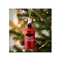 Noel Baba Posta Kutusu Tasarımlı Yılbaşı Ağaç Süsü & Dekoru 11.5 Cm Kırmızı
