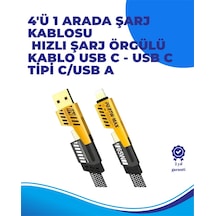 65w 4'ü 1 Arada Çoklu Şarj Kablosu - Usb-c Usb-a Lightning Veri Ve Şarj Desteği