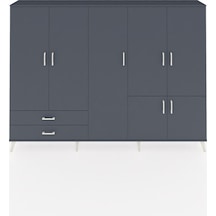 Arges Dolap 12 Raflı 2 Çekmeceli 7 Kapaklı 220x30x163 Antrasit-antrasit Antrasit - Antrasit