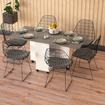 Asra Trend KM-14 %100 MDF 155x70 cm Katlanır Akıllı Mutfak Masası Tekerlekli Servis Masası Beyaz Retro Gri